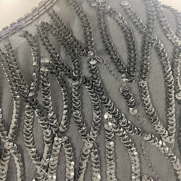 Lawrence Kazar Vintage 80's Black Silk Sequin Dress Women's Medium. - Picture 12 of 14